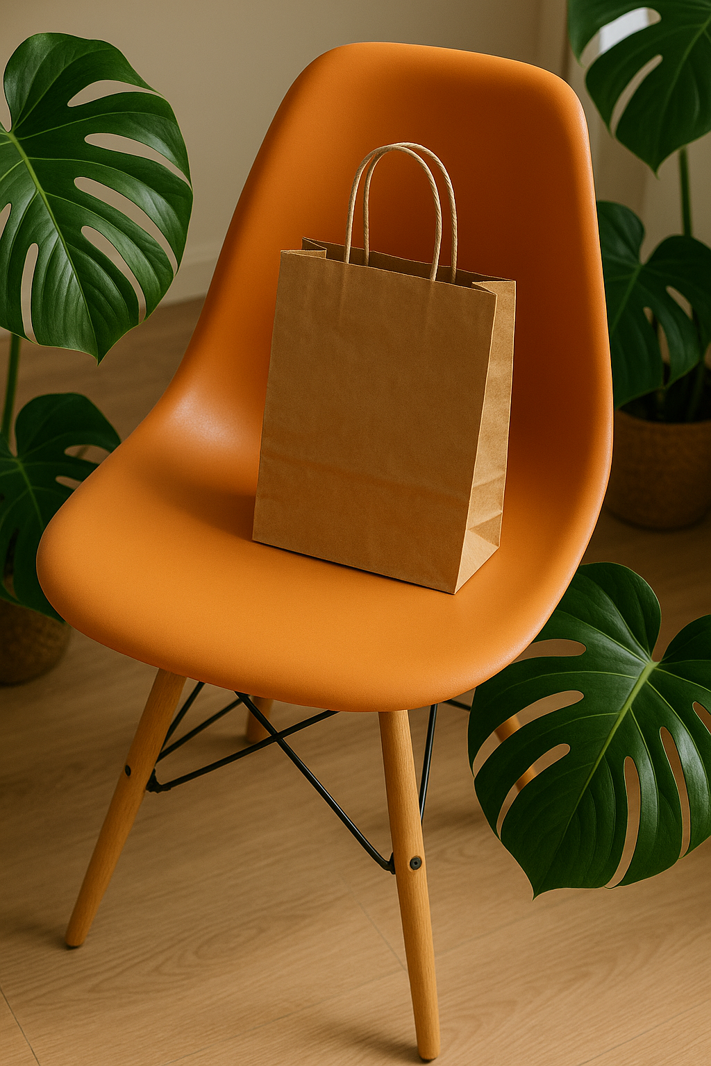 Bolsas de papel personalizadas eco-friendly en fondo claro